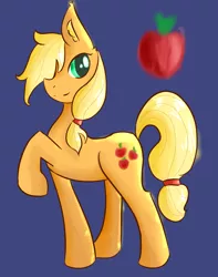 Size: 1176x1490 | Tagged: apple, applejack, artist:fluffleduckle, derpibooru import, food, hatless, missing accessory, safe, solo