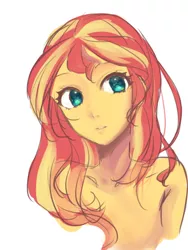 Size: 600x800 | Tagged: suggestive, artist:kona1025, derpibooru import, sunset shimmer, equestria girls, bust, female, pixiv, solo, solo female