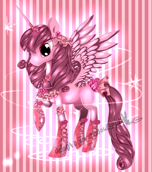 Size: 900x1020 | Tagged: safe, artist:aquagalaxy, derpibooru import, oc, unofficial characters only, alicorn, pony, alicorn oc, pink, solo