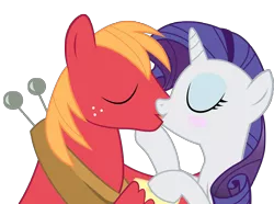 Size: 4437x3293 | Tagged: safe, artist:joemasterpencil, derpibooru import, big macintosh, rarity, earth pony, pony, blushing, kissing, male, rarimac, shipping, simple background, stallion, straight, transparent background