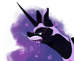 Size: 1024x849 | Tagged: angry, artist:marshmellowcannibal, derpibooru import, drool, frown, glare, gritted teeth, growling, nightmare moon, safe, sharp teeth, simple background, solo, teeth, transparent background