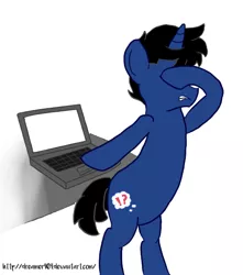 Size: 505x570 | Tagged: artist:triplesevens, computer, cringing, derpibooru import, facehoof, groan, laptop computer, oc, ponysona, safe, solo, unofficial characters only