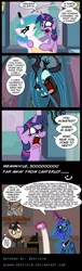 Size: 670x2200 | Tagged: angry, artist:niban-destikim, broken horn, c:, comic, derp, derpibooru import, food, frown, glare, glasses, injured, laughing, little caesars, magic, open mouth, pizza, princess celestia, princess luna, queen chrysalis, reading, safe, smiling, telekinesis, twilight sparkle, wide eyes, yelling