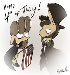 Size: 700x750 | Tagged: 4th of july, abraham lincoln, american flag, american independence day, apple bloom, artist:slitherpon, cloak, clothes, derpibooru import, hat, independence day, moody mark crusaders, murica, safe, top hat