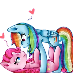 Size: 1024x1024 | Tagged: safe, artist:applejacks2, derpibooru import, pinkie pie, rainbow dash, female, heart, lesbian, pinkiedash, shipping