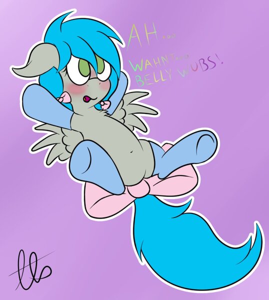 Size: 847x944 | Tagged: artist:laptopbrony, belly, blushing, bow, clothes, cute, derpibooru import, oc, oc:darcy sinclair, safe, socks, unofficial characters only