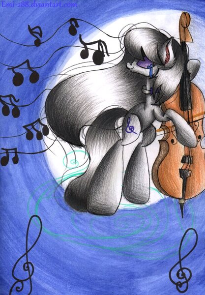 Size: 802x1154 | Tagged: artist:emi-288, cello, crying, derpibooru import, musical instrument, music notes, octavia melody, safe, solo