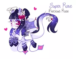 Size: 900x707 | Tagged: safe, artist:ipun, derpibooru import, oc, oc:precious rose, unofficial characters only, original species, dewlette, donut steel, heart eyes, simple background, solo, white background, wingding eyes