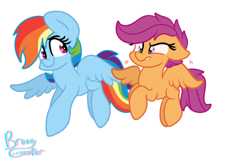 Size: 3000x2000 | Tagged: safe, artist:lynchristina, derpibooru import, rainbow dash, scootaloo, scootaloo can fly, scootalove