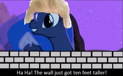 Size: 751x466 | Tagged: 1000 hours in ms paint, caption, derpibooru import, donald trump, edit, edited screencap, luna eclipsed, meta, ms paint, politics, princess luna, republican, safe, screencap, text, the fun has been doubled, the wall