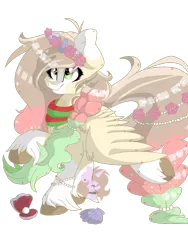 Size: 3072x4096 | Tagged: artist:doodlehorse, derpibooru import, floral head wreath, oc, pearl, safe, shell, simple background, solo, transparent background, unofficial characters only, watermark