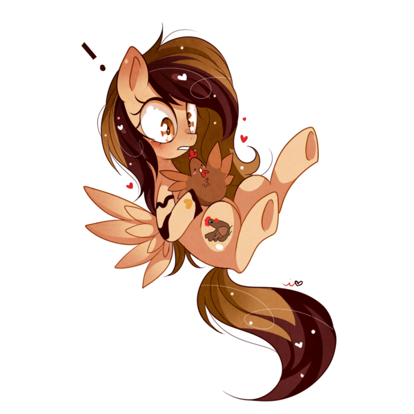 Size: 1200x1200 | Tagged: safe, artist:ipun, derpibooru import, oc, unofficial characters only, chicken, pegasus, pony, heart eyes, simple background, solo, transparent background, wingding eyes