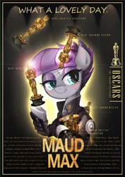 Size: 1414x2000 | Tagged: alternate hairstyle, alternate timeline, apocalypse maud, artist:kuma8696, crystal war timeline, derpibooru import, english, mad max, mad max fury road, maud pie, movie, movie poster, movie reference, oscar, pun, safe, statue