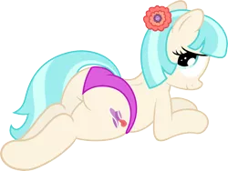 Size: 6000x4522 | Tagged: absurd resolution, artist:an-tonio, artist:slb94, clothes, coco pommel, cute, derpibooru import, female, looking at you, panties, plot, prone, simple background, solo, solo female, suggestive, sultry pose, transparent background, underwear, vector