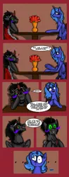 Size: 850x2170 | Tagged: artist:draconicruin, comic, date, derpibooru import, female, heart, king sombra, lumbra, male, princess luna, s1 luna, safe, shipping, sideburns, straight, sweat