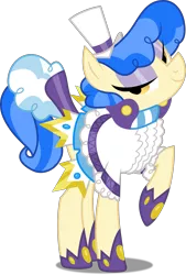 Size: 3379x5000 | Tagged: safe, artist:dashiesparkle, derpibooru import, sapphire shores, earth pony, pony, a dog and pony show, female, hat, lidded eyes, mare, raised hoof, simple background, solo, transparent background, vector