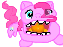 Size: 640x480 | Tagged: safe, derpibooru import, pinkie pie, 1000 hours in ms paint, food, image, ms paint, orange, png, solo, wat, why, wtf