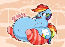 Size: 1579x1151 | Tagged: adorafatty, alcohol, artist:graphenescloset, belly, belly button, big belly, bloated, cider, clothes, cute, derpibooru import, fat, food, hiccups, large belly, obese, rainblob dash, rainbow dash, socks, solo, stomach noise, striped socks, suggestive, that pony sure does love cider, tubby wubby pony waifu