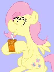 Size: 558x746 | Tagged: artist:cowsrtasty, derpibooru import, eyes closed, flutterjuice, fluttershy, food, juice, juice box, safe, solo