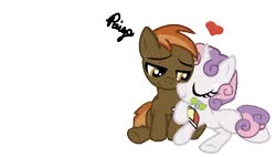 Size: 600x341 | Tagged: artist:55chloe, buttonbetes, button mash, cute, derpibooru import, female, heart, male, safe, shipping, simple background, straight, sweetie belle, sweetiemash, transparent background