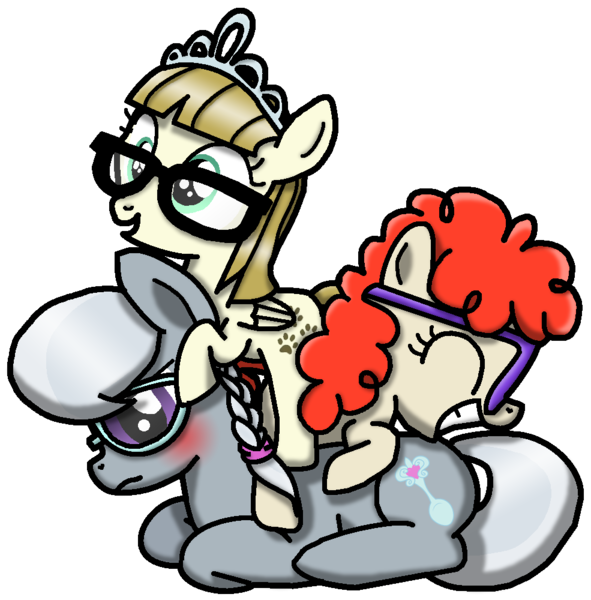 Size: 985x1000 | Tagged: safe, artist:flyingbrickanimation, derpibooru import, silver spoon, twist, zippoorwhill, earth pony, pegasus, pony, blushing, cute, cutie mark, eyes closed, filly, glasses, group, inquisitive harmony of glasses fillies, missing accessory, pile, silverbetes, simple background, tiara, transparent background, trio, tsundere, twistabetes, zippoorbetes