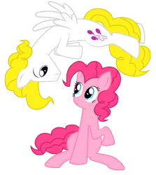Size: 2121x2375 | Tagged: safe, artist:ange91970, derpibooru import, pinkie pie, surprise, pony, female, flying, half r63 shipping, male, mare, pinkieprise, rule 63, shipping, stallion, straight