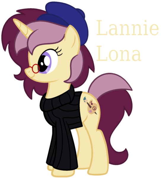 Size: 850x940 | Tagged: artist:monkfishyadopts, base used, beatnik, beret, clothes, derpibooru import, glasses, oc, oc:lannie lona, safe, solo, sweater, turtleneck, unofficial characters only