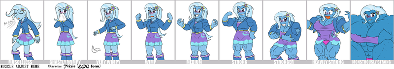 Size: 3294x581 | Tagged: suggestive, artist:advanceddefense, derpibooru import, trixie, equestria girls, breasts, buff breasts, busty trixie, clothes, comic, female, fetish, grand and muscular trixie, growth, handkerchief, hulk out, muscle expansion, muscle fetish, muscles, nose blowing, overdeveloped muscles, red nosed, sequence, sick, sneezing, solo, sweat, tissue, torn clothes, wardrobe malfunction