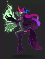 Size: 900x1166 | Tagged: anthro, artist:pon-ee, corrupted twilight sparkle, dark magic, derpibooru import, evil twilight, magic, safe, solo, sombra eyes, twilight sparkle, twilight sparkle (alicorn), unguligrade anthro