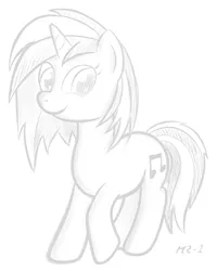 Size: 880x1102 | Tagged: safe, artist:mr-1, derpibooru import, vinyl scratch, monochrome, sketch, solo