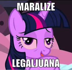 Size: 640x625 | Tagged: bloodshot eyes, derpibooru import, drugs, drug use, edit, edited screencap, high, highlight sparkle, marijuana, misspelling, red eyes, safe, screencap, solo, spoonerism, stoned, text, twilight sparkle, wat