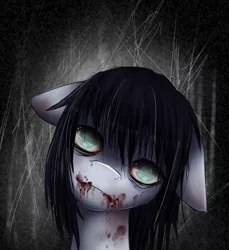 Size: 768x840 | Tagged: artist:whitenoiseghost, blood, derpibooru import, empty eyes, grimdark, oc, oc:yasei urami, unofficial characters only