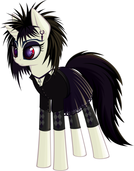 Size: 2210x2820 | Tagged: ankh, artist:styroponyworks, clothes, derpibooru import, goth, safe, skirt, solo, vinyl scratch