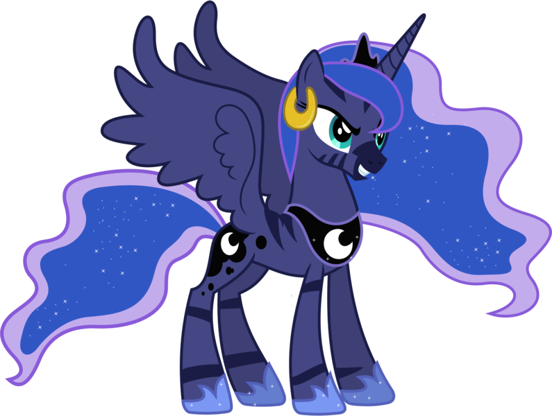 Size: 5750x4340 | Tagged: absurd resolution, artist:fireking, blackface, derpibooru import, earring, edit, piercing, princess luna, safe, simple background, solo, species swap, transparent background, vector, we wuz kings, zebra, zebra alicorn, zebraface, zebrafied