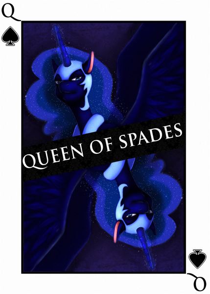 Size: 800x1120 | Tagged: artist:bureaudrawer, derpibooru import, nightmare moon, playing card, queen of spades, safe, solo