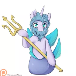 Size: 1650x1650 | Tagged: artist:alasou, beard, derpibooru import, facial hair, greek, greek mythology, looking at you, merpony, patreon, patreon logo, ponified, poseidon, safe, simple background, trident, weapon, white background