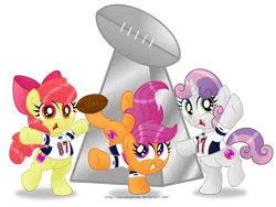 Size: 1024x768 | Tagged: american football, apple bloom, artist:aleximusprime, cutie mark, cutie mark crusaders, derpibooru import, lombardi trophy, new england patriots, nfl, nfl playoffs, patriots, rob gronkowski, safe, scootaloo, simple background, super bowl, super bowl champions, super bowl xlix, super bowl xlix champions, sweetie belle, the cmc's cutie marks, transparent background