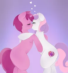 Size: 2000x2148 | Tagged: artist:oouichi, cutie mark, derpibooru import, eyes closed, female, foalcon, french kiss, heart, kissing, lesbian, making out, mare on filly, ruby pinch, shipping, suggestive, sweetie belle, sweetiepinch, the cmc's cutie marks