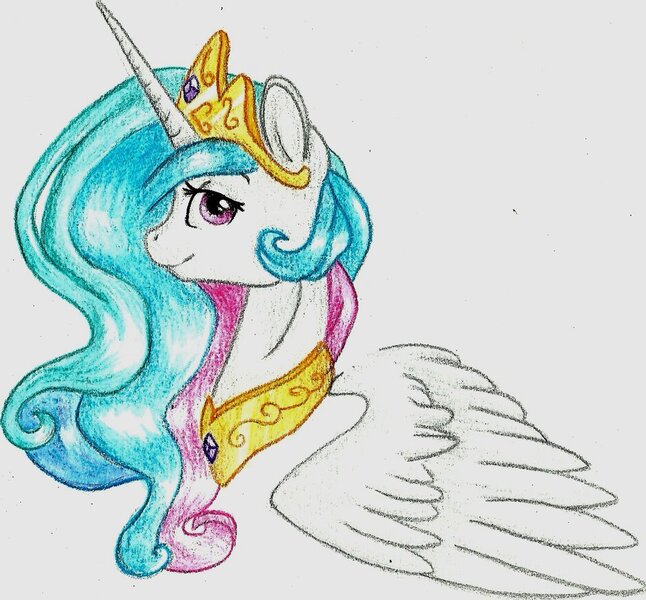 Size: 1024x951 | Tagged: safe, artist:twixyamber, derpibooru import, princess celestia, portrait, solo, traditional art