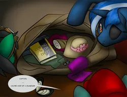 Size: 2048x1556 | Tagged: book, comic:misadventures of high tide, derpibooru import, hat, monkey paw, oc, oc:greenhoof, oc:hearty helping, oc:high tide, safe, speech bubble, unofficial characters only, vulgar