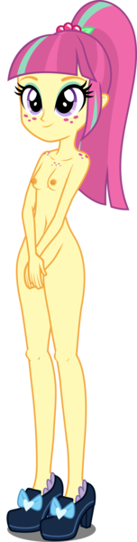 Size: 1347x5316 | Tagged: questionable, artist:dirty mike, derpibooru import, edit, sour sweet, equestria girls, friendship games, breasts, female, nude edit, nudity, pose, shoes only, show accurate, solo, solo female