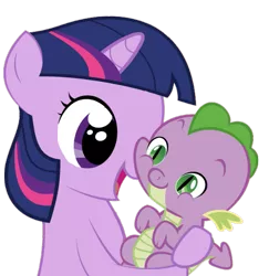 Size: 601x618 | Tagged: dead source, safe, artist:avisola, derpibooru import, spike, twilight sparkle, dragon, pony, unicorn, baby, baby dragon, baby spike, cheeks, cute, eyebrows, female, filly, filly twilight sparkle, green eyes, holding, horn, male, mama twilight, nuzzling, open mouth, simple background, smiling, spikabetes, spikelove, transparent background, twiabetes, unicorn twilight, vector, younger