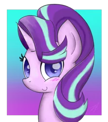 Size: 1170x1320 | Tagged: safe, artist:bojo, derpibooru import, starlight glimmer, pony, unicorn, season 6, spoiler:s06, blushing, cute, female, glimmerbetes, looking at you, mare, new hairstyle, smiling, solo