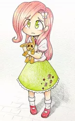 Size: 630x1024 | Tagged: artist:yukimaki, derpibooru import, fluttershy, human, humanized, safe, solo