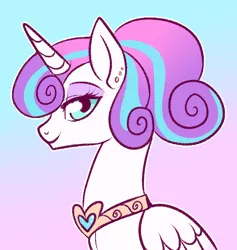 Size: 650x686 | Tagged: safe, artist:lulubell, derpibooru import, princess flurry heart, alicorn, pony, spoiler:s06, alternate hairstyle, bust, ear piercing, earring, eyeshadow, female, jewelry, lidded eyes, looking at you, makeup, mare, older, piercing, ponytail, portrait, smiling, solo