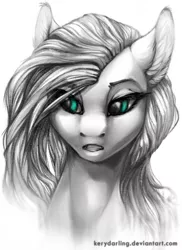 Size: 792x1086 | Tagged: safe, artist:kerydarling, derpibooru import, fluttershy, monochrome, open mouth, solo