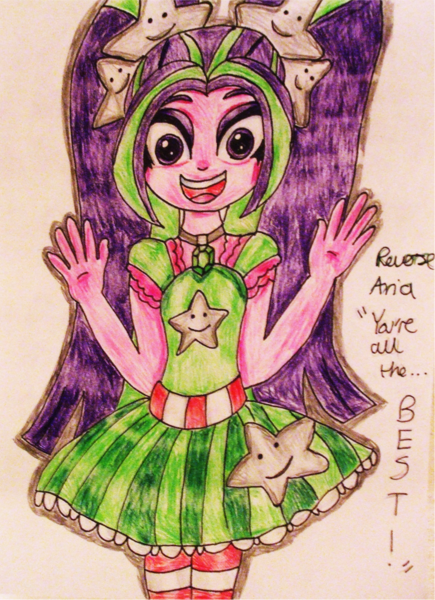 Size: 969x1337 | Tagged: safe, artist:blazingdazzlingdusk, derpibooru import, aria blaze, equestria girls, rainbow rocks, alternate universe, drawing, out of character, requested art, solo, traditional art