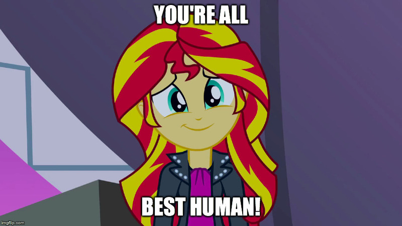 Size: 888x499 | Tagged: safe, derpibooru import, sunset shimmer, equestria girls, rainbow rocks, best human, cute, shimmerbetes, smiling, solo, text