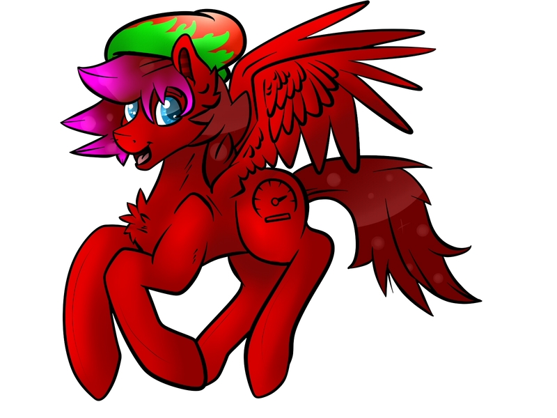Size: 1600x1200 | Tagged: safe, artist:sniperwaffle115, derpibooru import, oc, oc:scout, unofficial characters only, pegasus, pony, beanie, chest fluff, cute, dyed mane, ear fluff, happy, hat, male, simple background, solo, stallion, white background