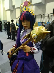 Size: 2052x2736 | Tagged: big crown thingy, clothes, cosplay, costume, derpibooru import, element of magic, human, irl, irl human, photo, safe, scepter, twilight scepter, twilight sparkle